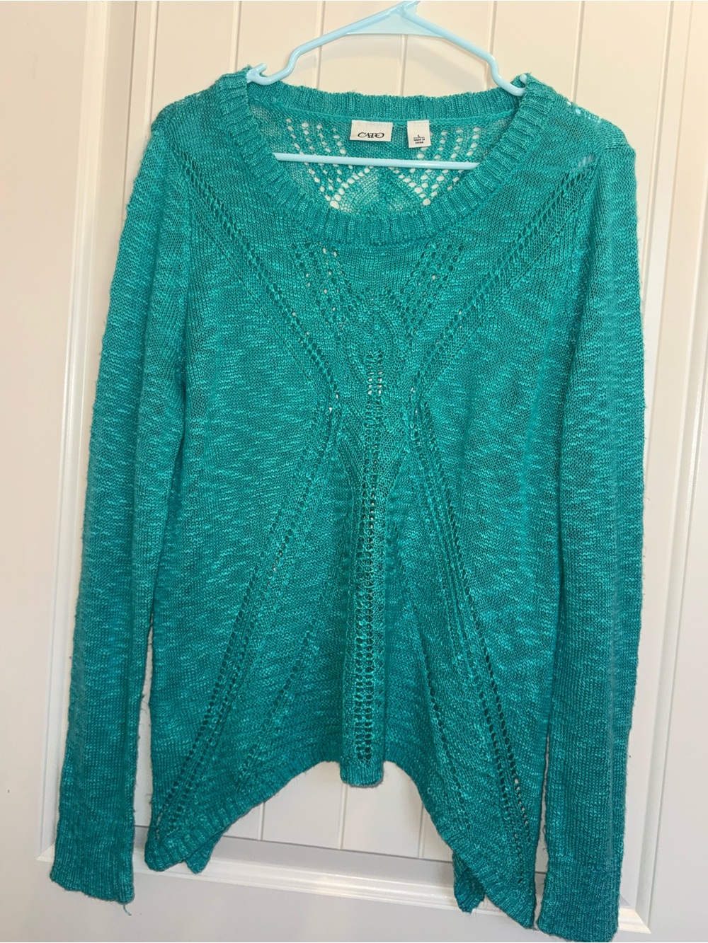 Cato Teal Pointelle Knit Sweater
